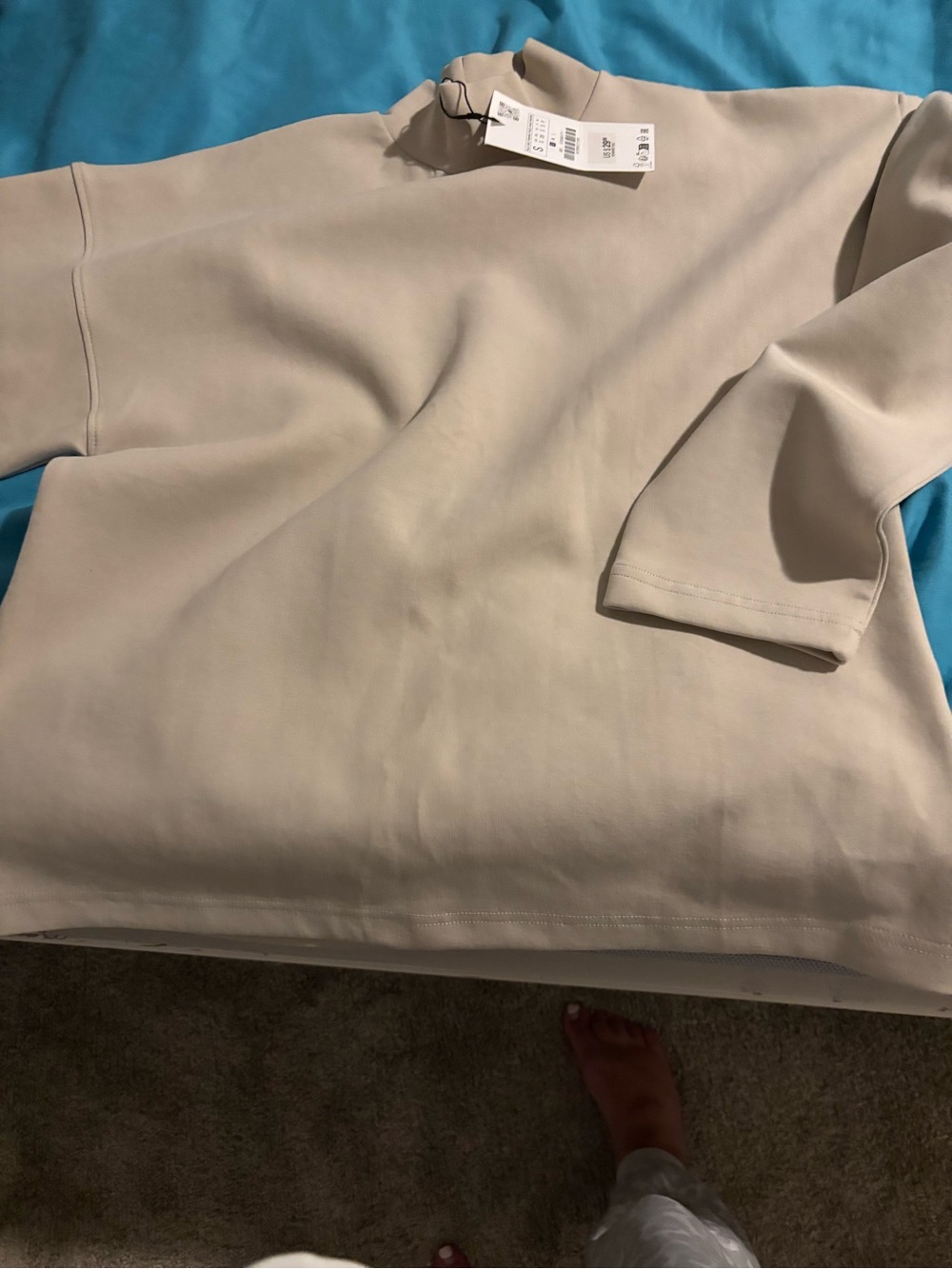 Zara Women's Mock Neck Long Sleeve Top - Light Beige